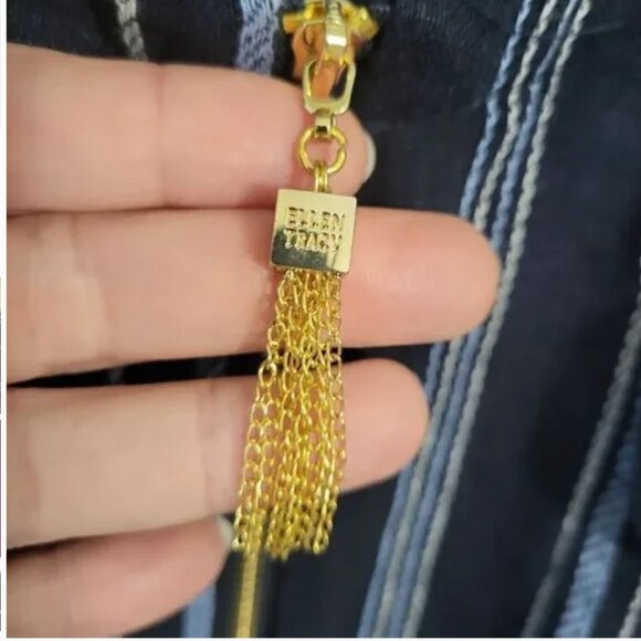 Ellen Tracy Navy and White Linen Blend Tunic Size Large NWT - Picture 5 of 7